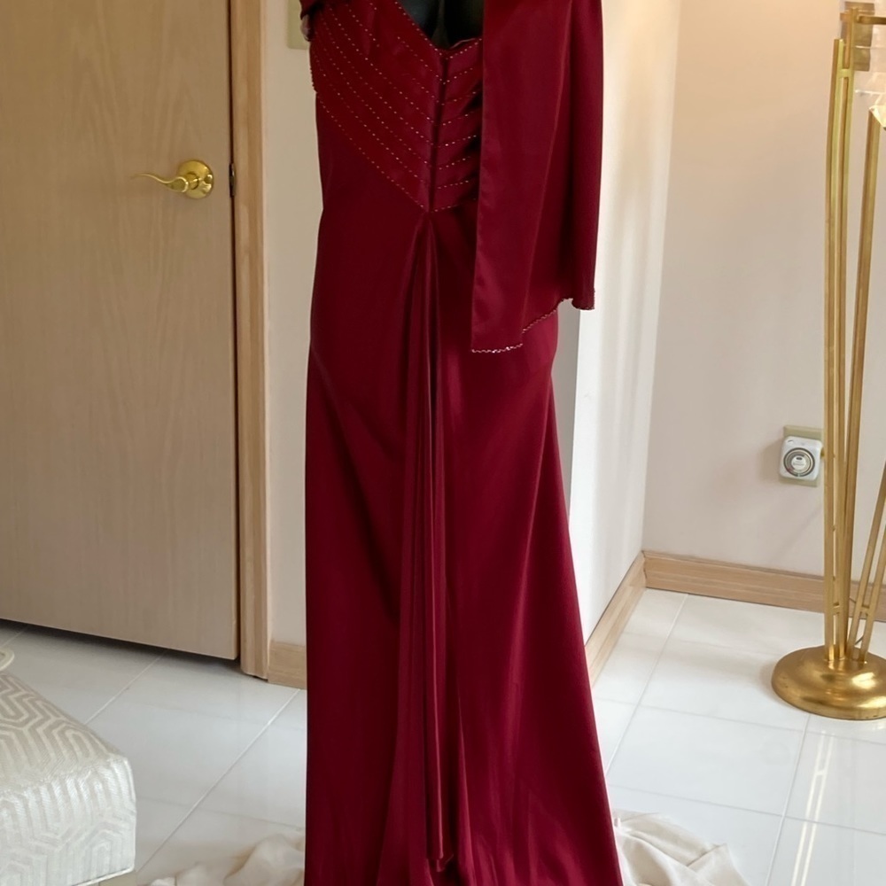 𝅺stunning New Evening Dress & Scarf Set with Beading